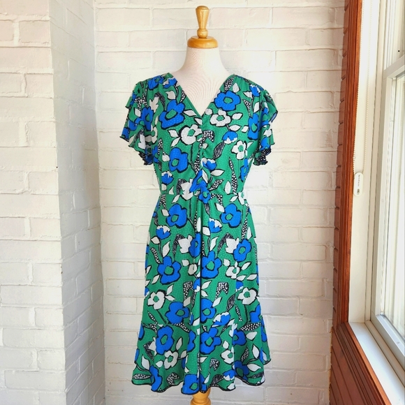 Cabi Celebrate Reversible Dress 6148 Floral Dot Green Blue Black Mesh Sz M - Picture 1 of 8
